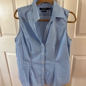 Ralph Lauren Blue Button Down Sleeveless Shirt